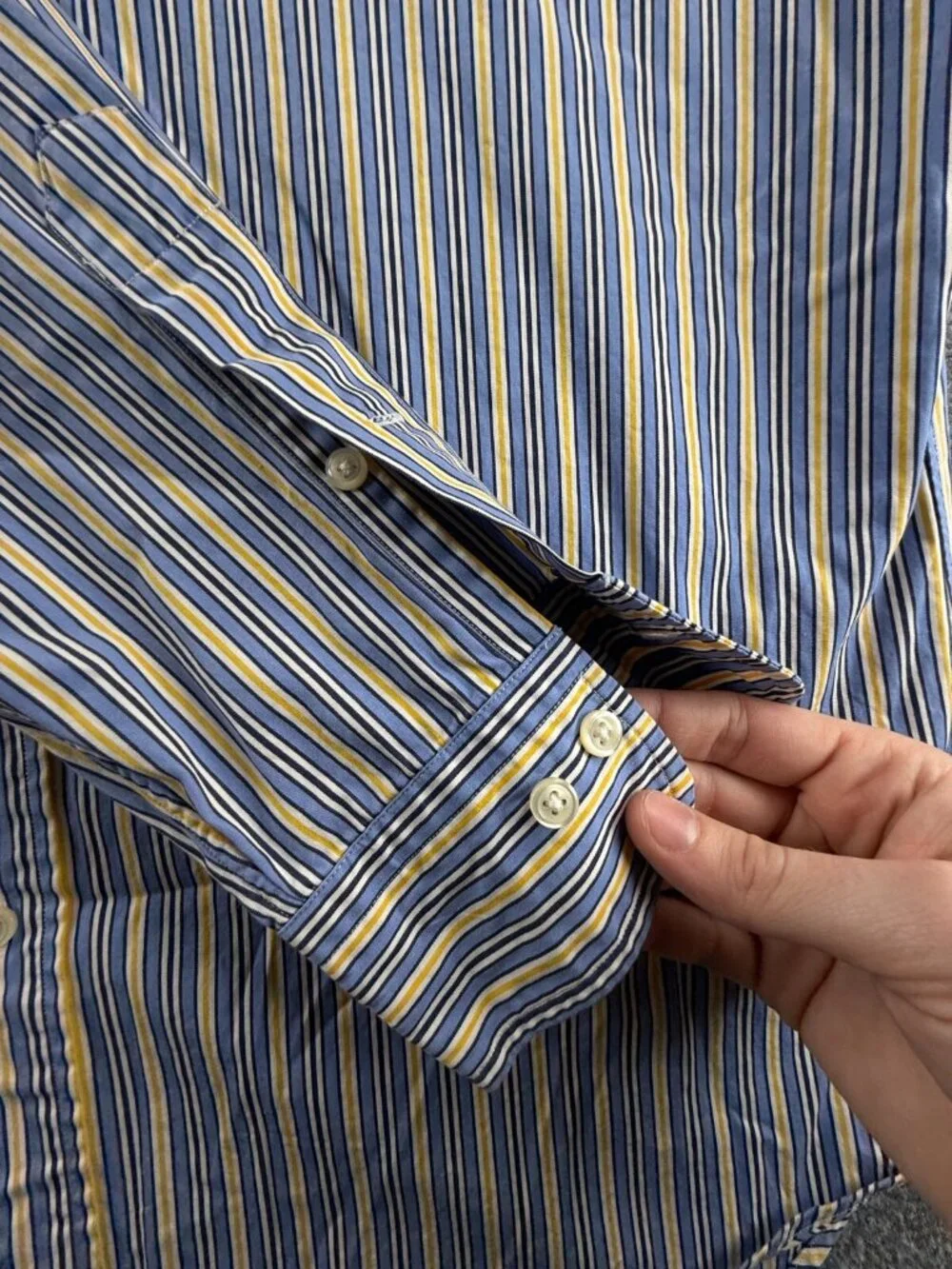 Polo Ralph Lauren Andrew Classic Fit 16 32/33 Button Up Blue Yellow Striped